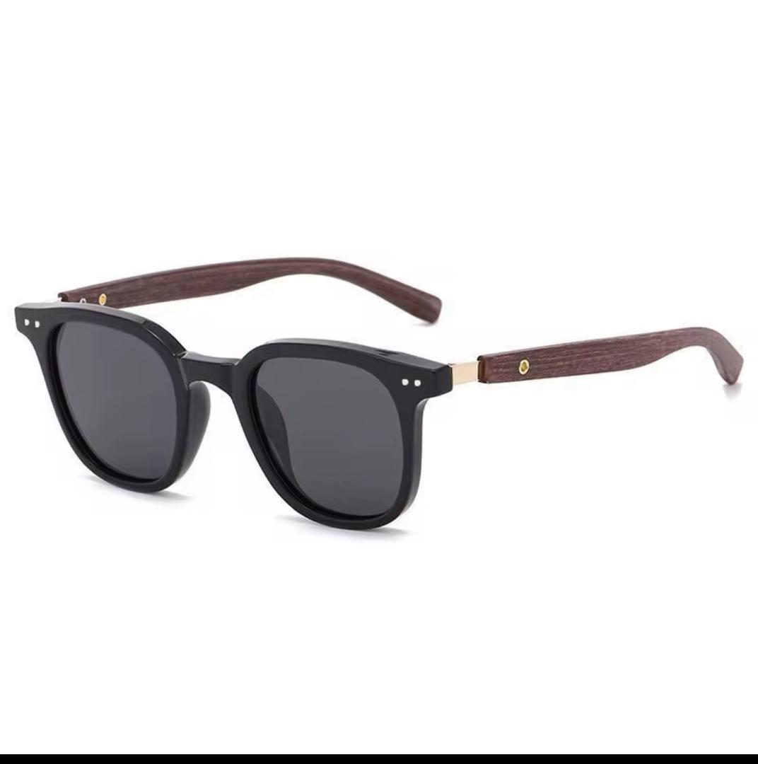 Lunettes de Soleil Noires - Branches en Bois Naturel