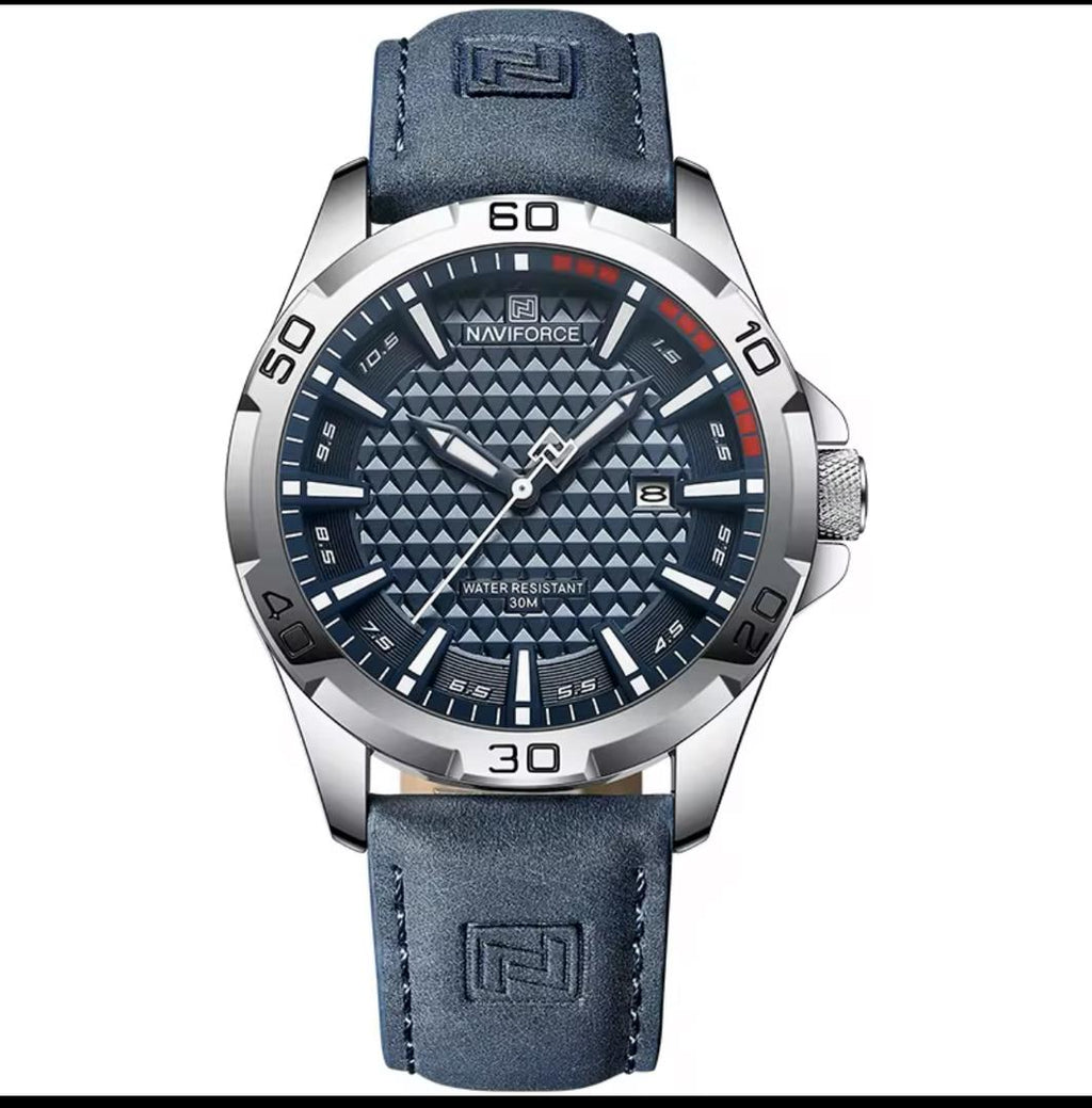 Montre NAVIFORCE Sport Étanche - Bracelet Cuir Bleu