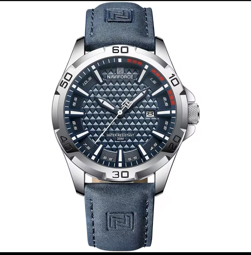 Montre NAVIFORCE Sport Étanche - Bracelet Cuir Bleu