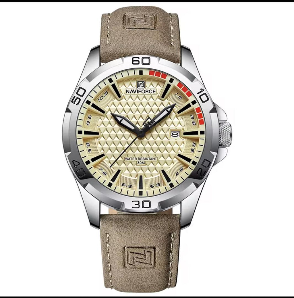 Montre NAVIFORCE Sport Étanche - Bracelet Cuir Bleu