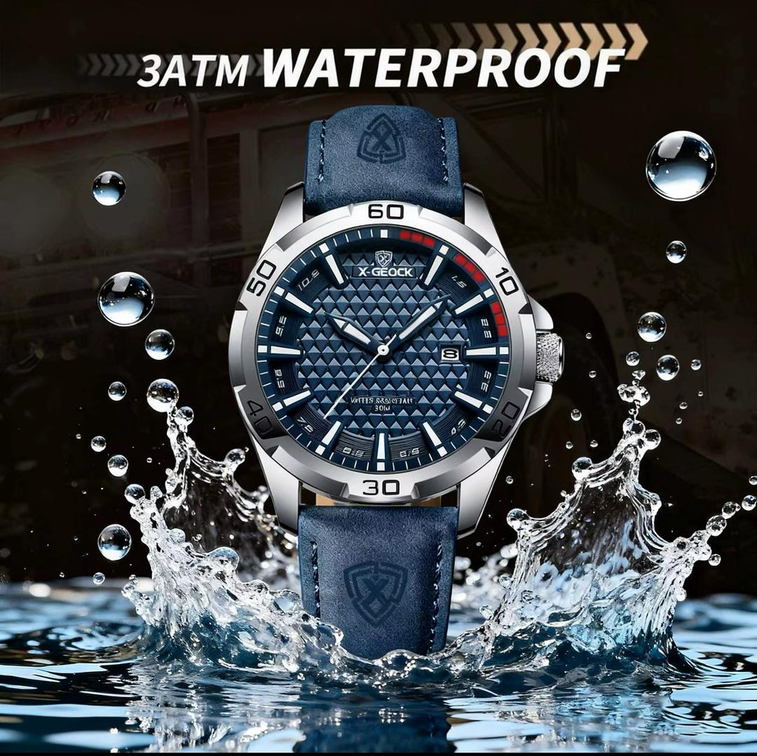 Montre NAVIFORCE Sport Étanche - Bracelet Cuir Bleu