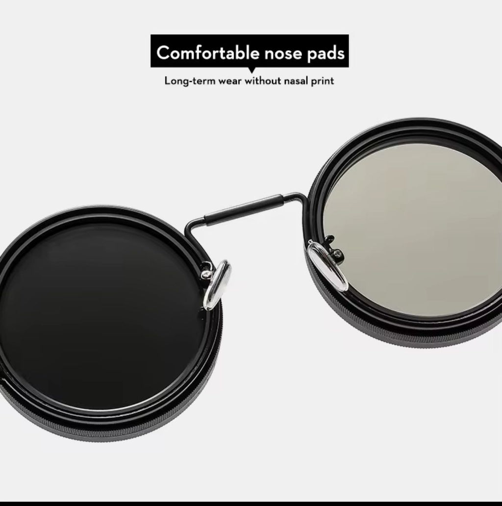 Lunettes de Soleil Rondes Steampunk - Teinte Réglable Manuellement