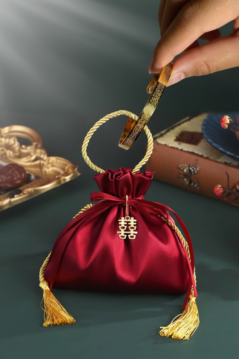 Bracelet sortant de l'emballage rouge