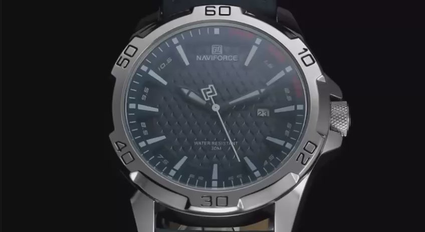 Montre NAVIFORCE Sport Étanche - Bracelet Cuir Bleu