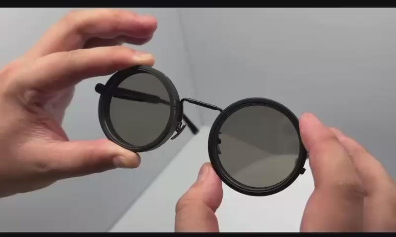 Lunettes de Soleil Rondes Steampunk - Teinte Réglable Manuellement